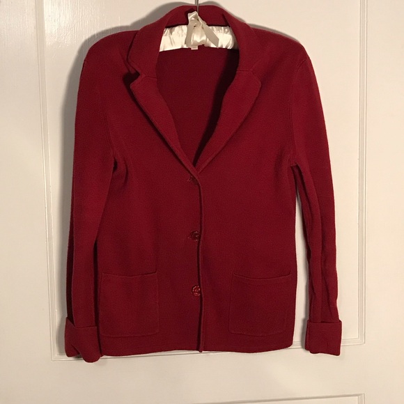 Talbots Sweaters - Talbots Red Knit Cardigan Sweater